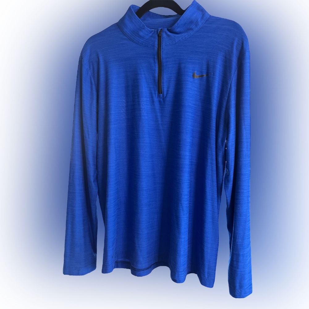 Nike Royal Blue Heathered DriFit 1/4 zip, long sleeved shirt